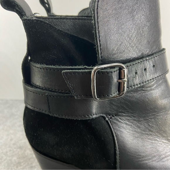 Lavorazione Artigiana Italy Super Soft Black Leather Suede Wrap Ankle BootsSize7 - Picture 7 of 13